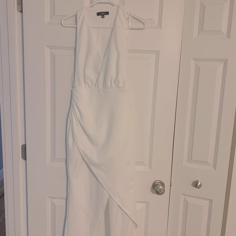 White halter dress, worn once, size S. Link to original listing in description